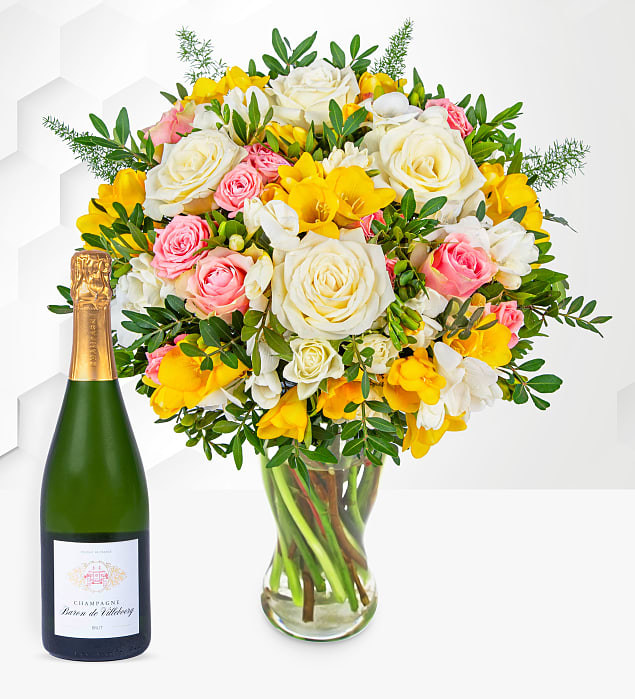 Rose and Freesia With Champagne