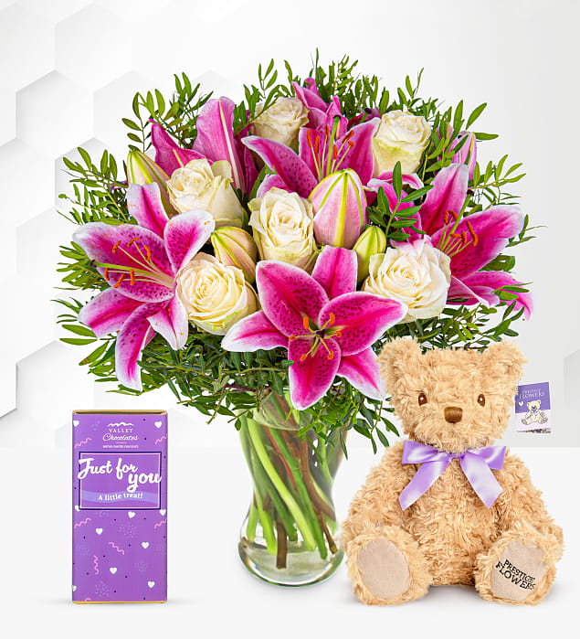 Pink Lilies & Roses Birthday Delight Gift Medium