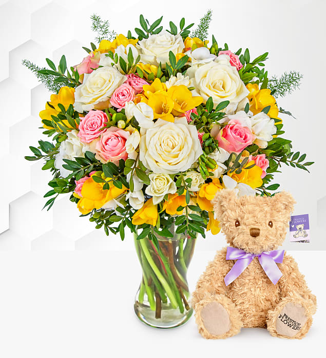 Rose and Freesia with Teddy