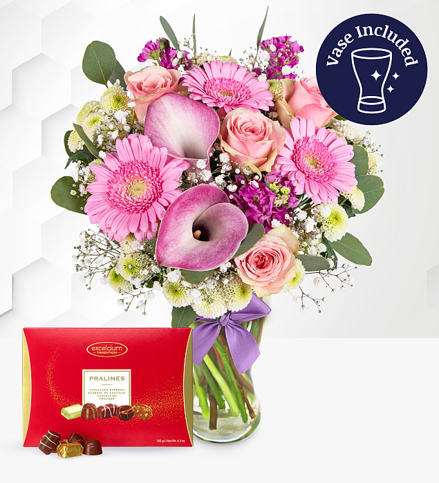 The June Bouquet with Chocs & Vase