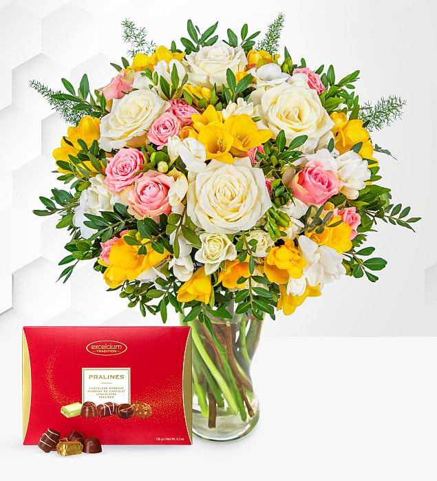 Rose and Freesia with Chocolates