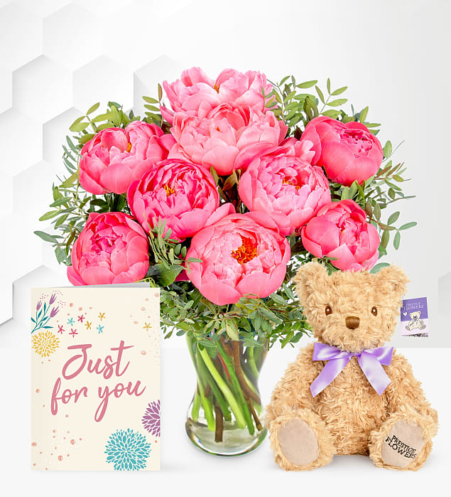 Peony Blush with Teddy & Card