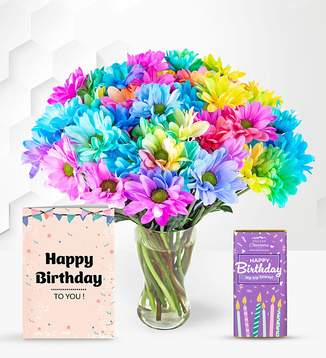 Rainbow Joy with Birthday Chocolate & Card