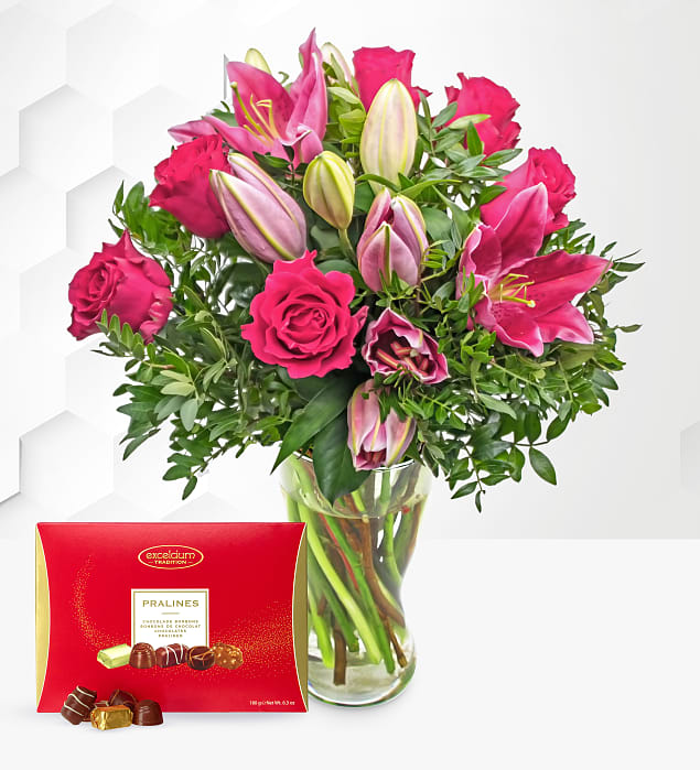 Rose & Lily with Chocolates