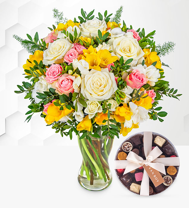 Rose and Freesia & Belgian Chocolates