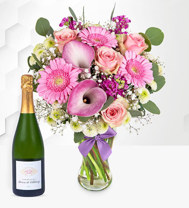The June Bouquet with Champagne
