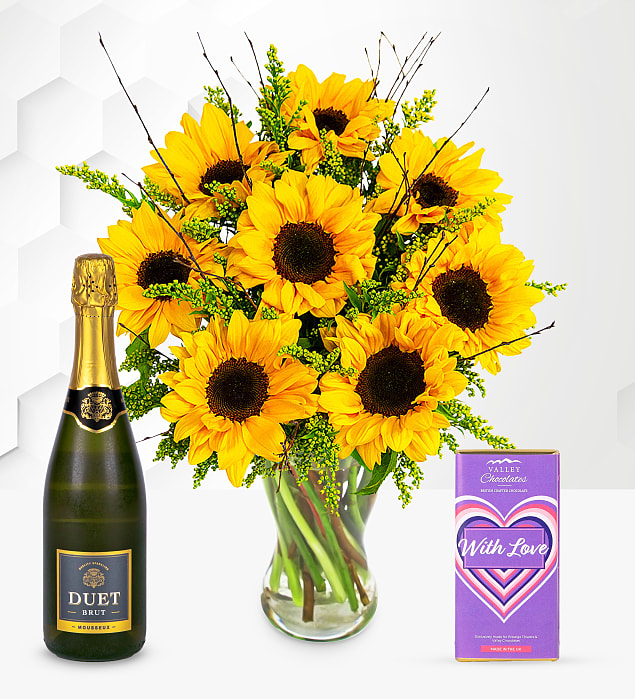 Sensational Sunflowers Fizz Joy Gift