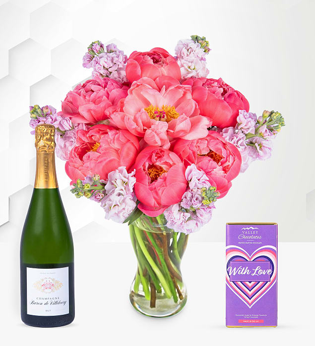 Paradise Peonies Champagne Joy Gift