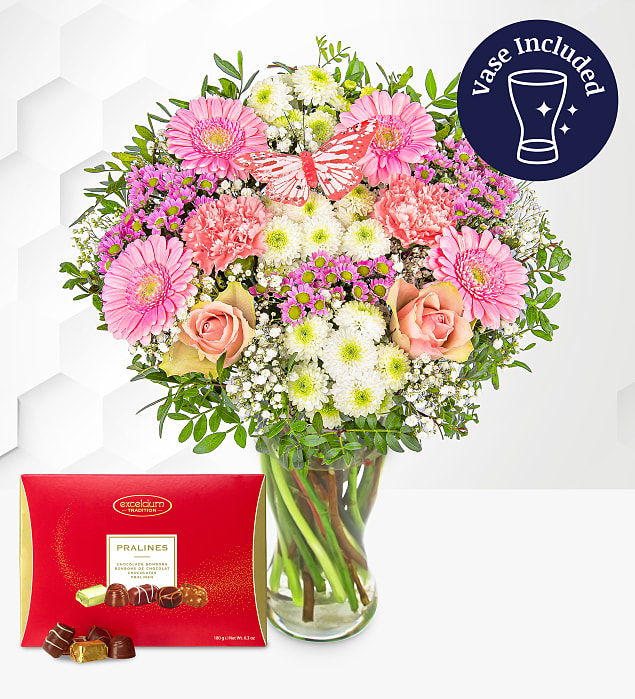 Pastel Meadow with Chocs & Vase