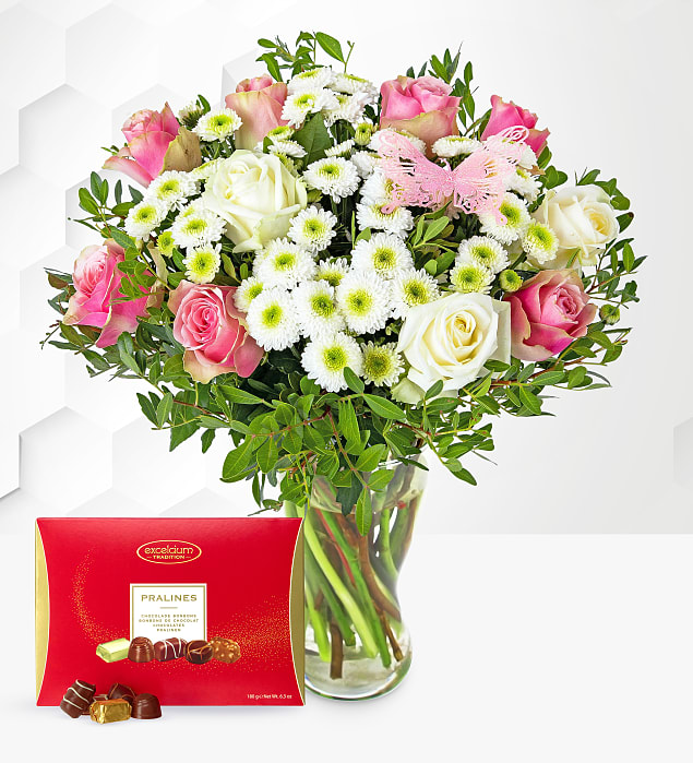 Rose Meadows with Chocolates Medium
