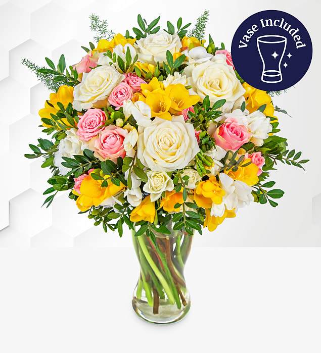 Rose and Freesia with Vase