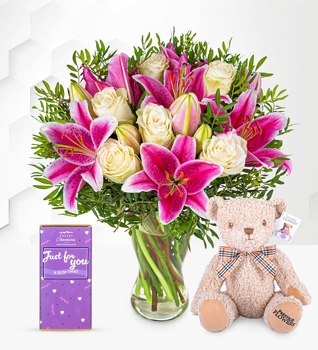 Pink Lilies & Roses Birthday Delight Gift