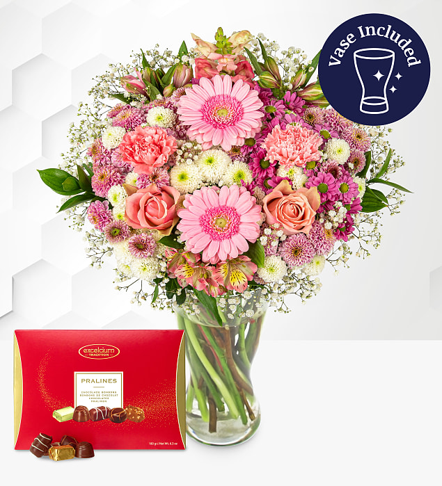 Rosé Serenade with Chocolates & Vase