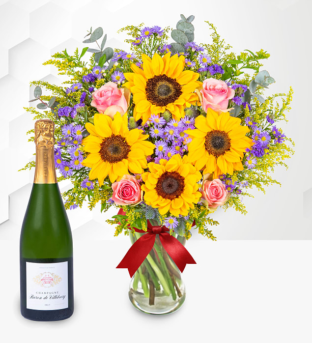 The July Bouquet with Champagne
