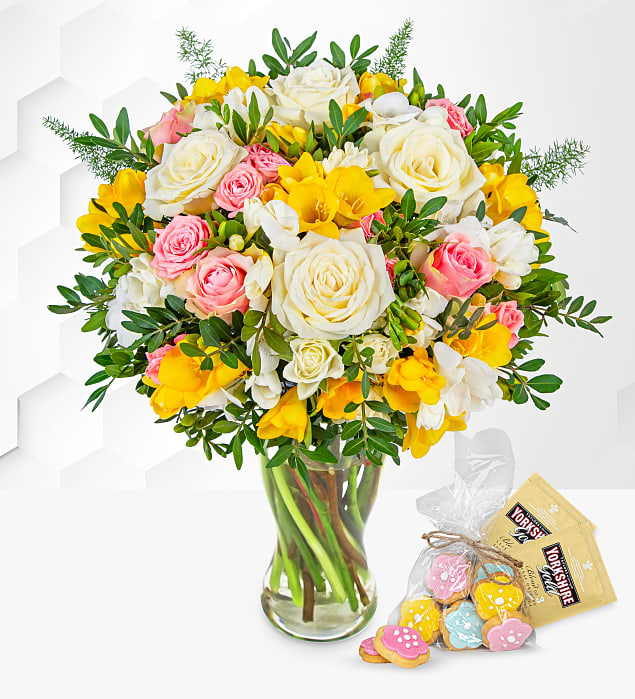 Rose and Freesia with Tea & Biscuits