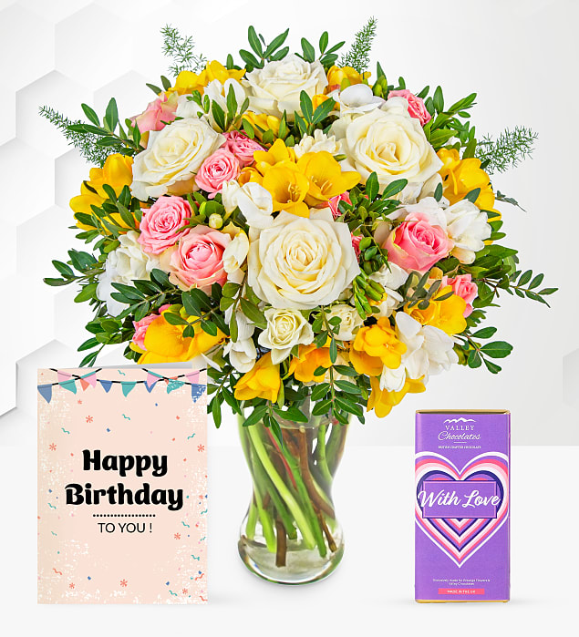Rose and Freesia Birthday Joy Gift