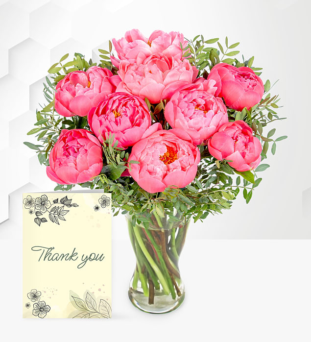Summer Peonies & Thank You Card Medium