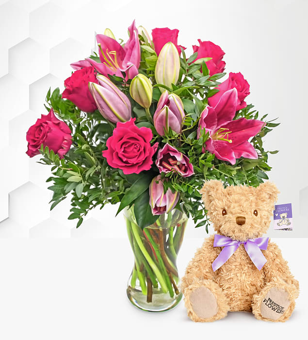 Rose and Lily With Teddy Bear