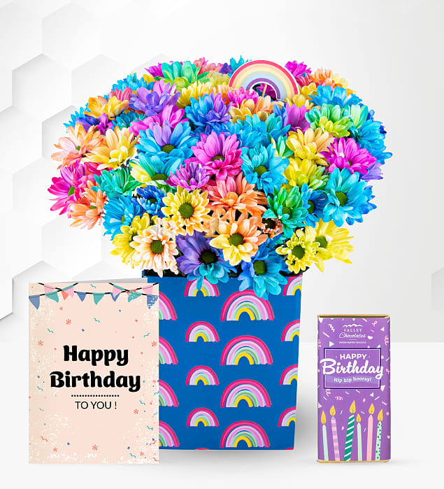 Rainbow Joy with Birthday Chocolate & Card