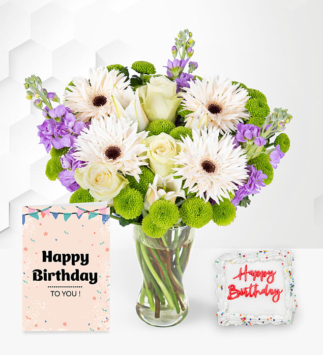 May Bouquet with Birthday Cake & Card