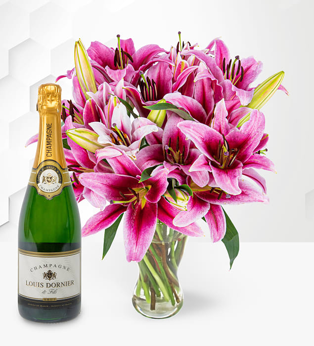 Stargazer Lilies With Champagne