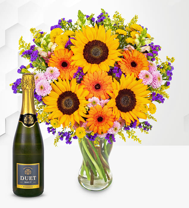 Brilliant Sunshine Bouquet with Fizz