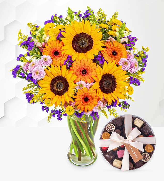 Brilliant Sunshine Bouquet with Premium Belgian Chocolates 