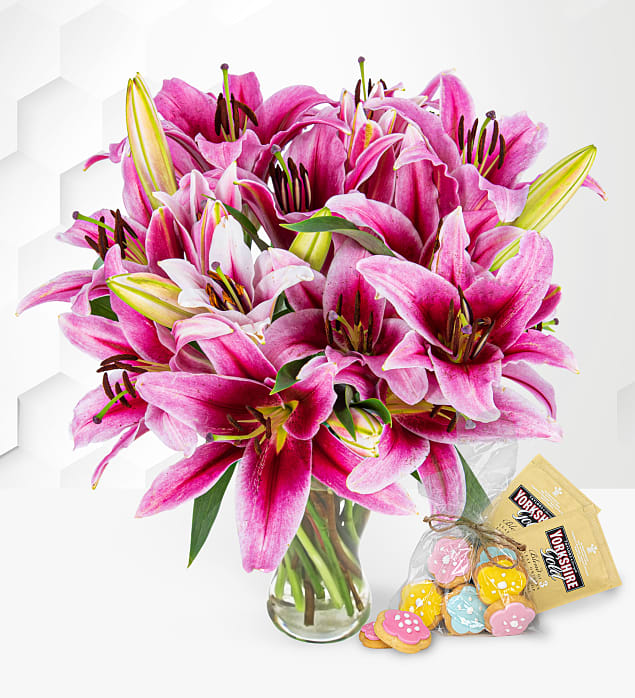 Stargazer Lilies with Tea & Biscuits
