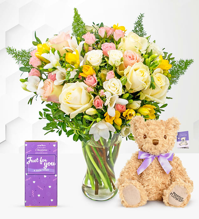 Rose and Freesia Birthday Delight Gift Medium