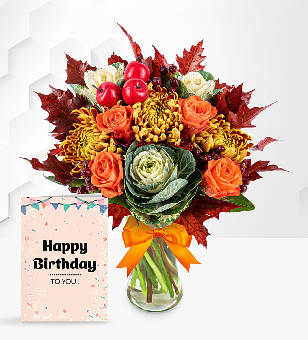 October Bouquet with Birthday Card