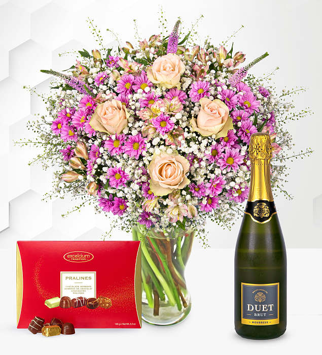 Pink Sunshine with Fizz & Chocolates
