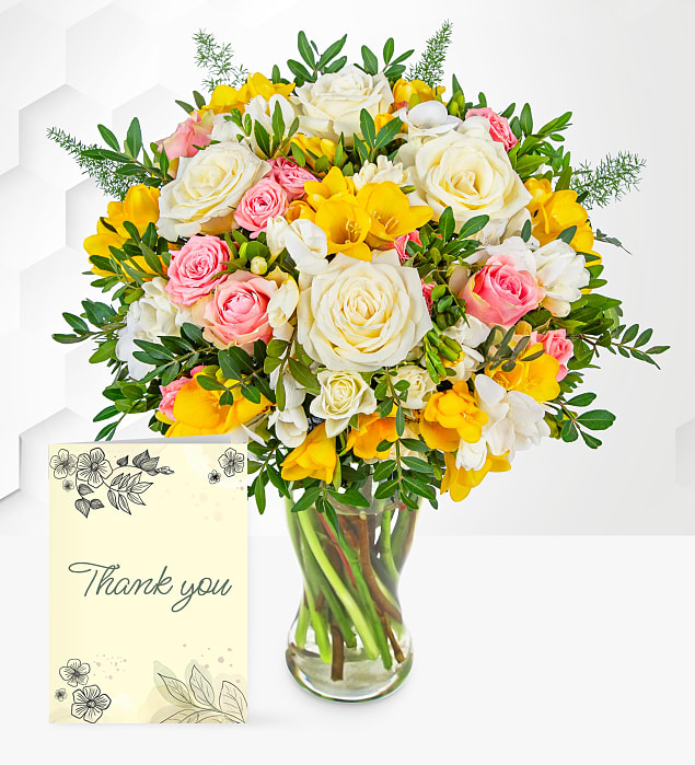 Rose, Freesia & Thank You Card