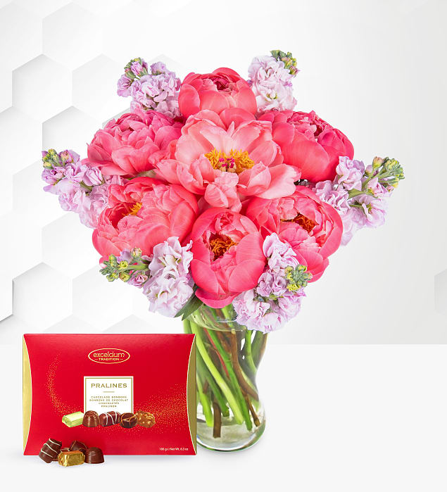Paradise Peonies with Chocolates