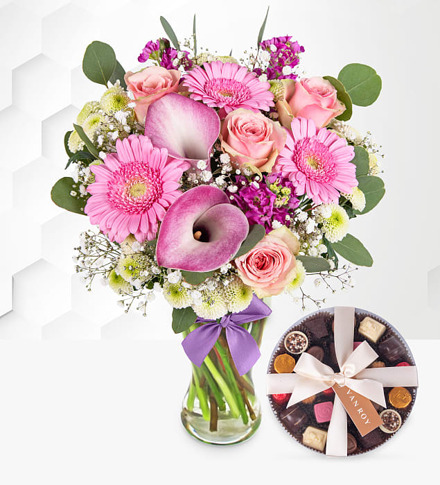 The June Bouquet with Premium Belgian Chocolates