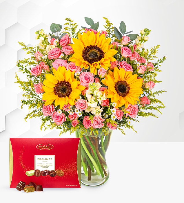 Sunflower Meadows with Chocolates Medium