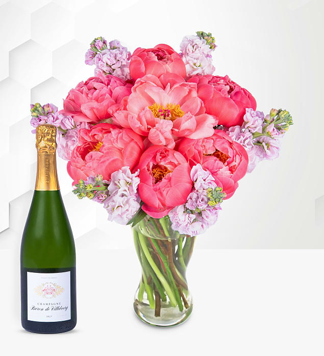 Paradise Peonies with Champagne Medium