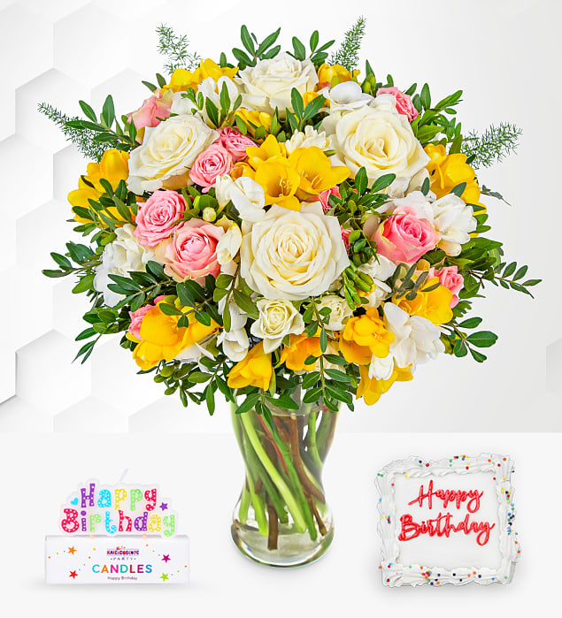 Rose and Freesia Birthday Surprise Gift