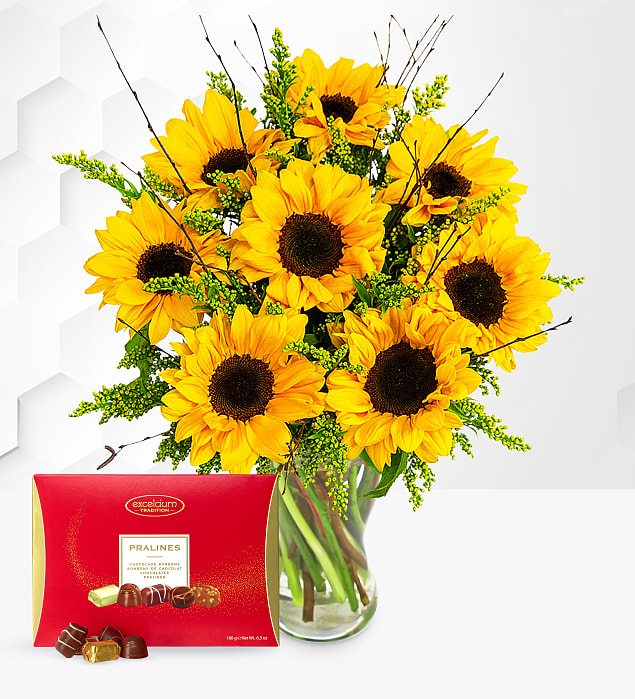 Sensational Sunflowers with Chocolates Medium