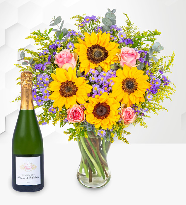 July Bouquet with Champagne
